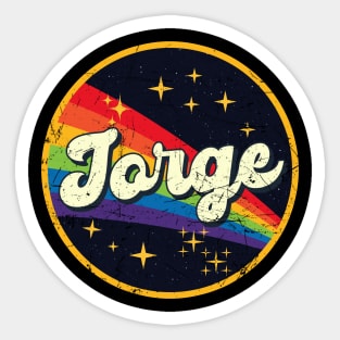 Jorge // Rainbow In Space Vintage Grunge-Style Sticker